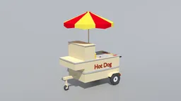 Detailed Blender 3D low-poly hot dog cart for CG visualization, with optimized meshes for rendering.