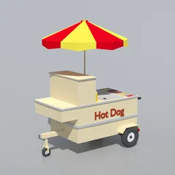 Low Poly Hot Dog Cart