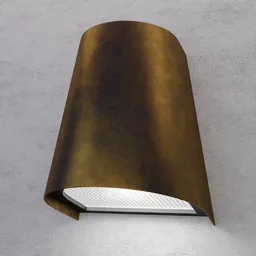 Highly detailed 3D model of a weathered copper wall light for architectural renderings in Blender.