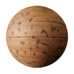 Highly detailed 2K PBR flaking wood planks texture with scratches and marks for 3D modeling, perfect for creating realistic rustic floor surfaces.