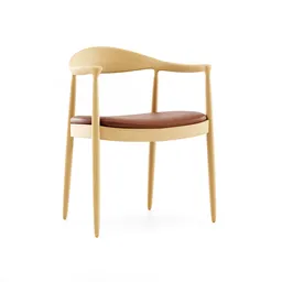 "A minimalist Kennedy Dining Chair with a wooden frame and brown seat made for Blender 3D, perfect for your next furniture design project. Crafted from Oak Natural, it adds a touch of elegance to any dining space."