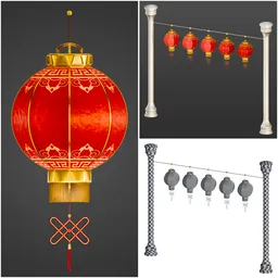 Realistic Chinese New Year Red Lantern