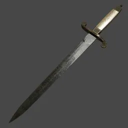 Detailed low-poly 3D representation of an early 20th-century military dagger rendered in Blender.