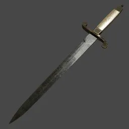 "Army dagger 3D model for Blender 3D software, inspired by historic military design from the early 20th century. Low-poly and realistic shading with an ornate gem in the pommel. Perfect for 3D printing or game development."