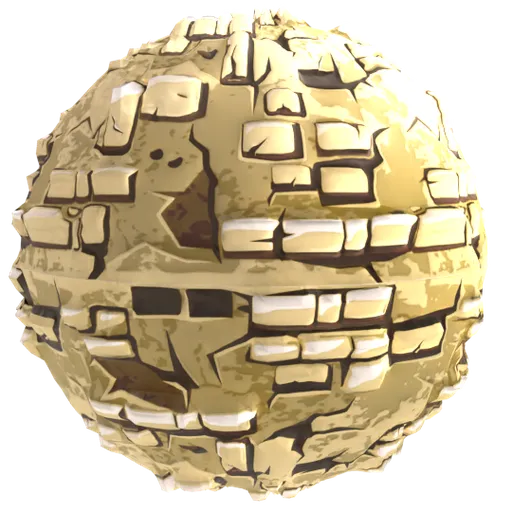 Seamless PBR cartoon rock texture with customizable colors, scale, aspect ratio, roughness, and displacement for 3D materials.