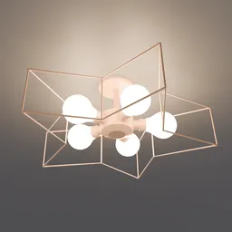 3D rendered star-shaped kids ceiling lamp model with glowing bulbs, for Blender 3D projects.