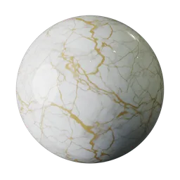 High-resolution PBR white marble texture with gold veins for 3D modeling and rendering in Blender and other software.