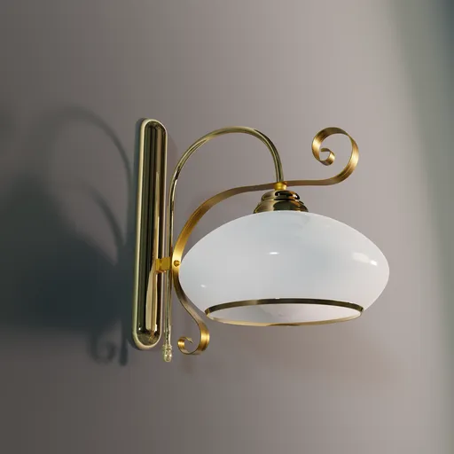 Art Déco brass sconce 3D model with smoky shade designed in Blender for elegant interior visualization.