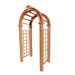 Detailed 3D model of a wooden arbor for garden passageways with high-resolution textures, suitable for Blender rendering.