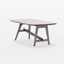 Sleek 3D render of Bonaldo SLOT T modern interior table with unique A-frame legs.