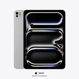 Detailed 3D rendering of a silver 7th generation iPad Pro with procedural materials and accurate geometry from May 2024.