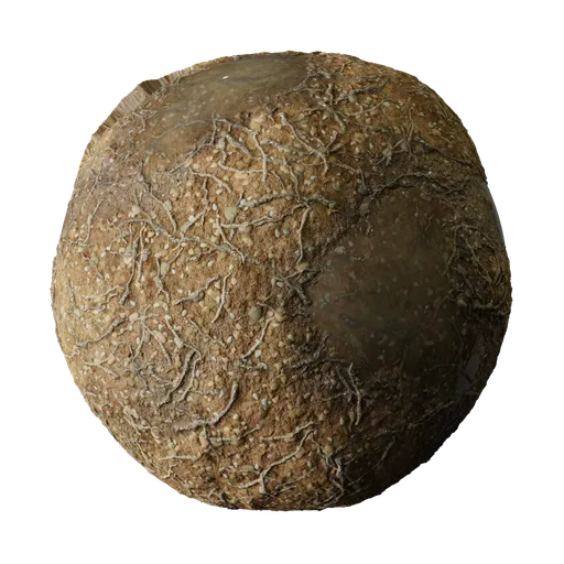 High-resolution PBR Dirt Ground texture for 3D rendering and Blender, featuring realistic puddles and fine details.