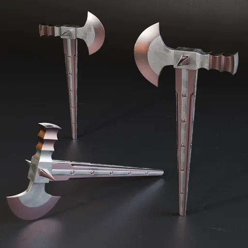 Realistic 3D mace weapon models with high quality metal textures for Blender, suitable for war game design.
