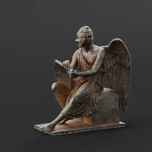statue of Iron Angel with book
