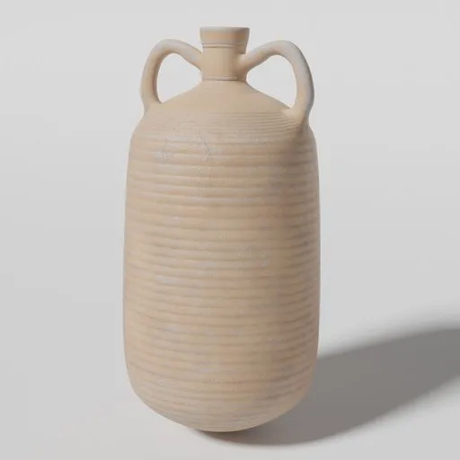 Detailed 3D model of a textured amphora, optimized for Blender rendering, suitable for historical scenes.