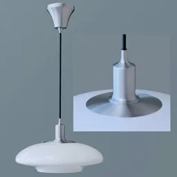 3D Blender model of a modern pendant lamp with a sleek metallic finish and elegant white shade for interior design.