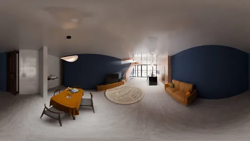 Modern Navy Accent Loft Interior
