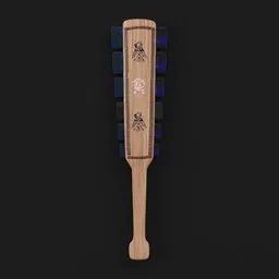"Macuahuitl 3D model for Blender 3D: A historic military weapon resembling a wooden club embedded with obsidian blades. Inspired by Xia Gui, it features unique hair designs and is associated with the style of Sifu, black bear samurai, and rare ltd. Created in 2019 with super sophisticated texture, this highly detailed model showcases the traditional craftsmanship of the macuahuitl."