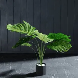 "Monstera artificial plant 85 cm for Blender 3D: A realistic indoor nature model with a pot on the floor, perfect for adding detailed scenery to your scenes. This 3D model is based on a real product and can be easily modified to suit your needs."
