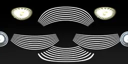 Abstract studio lighting HDR with curved white lines on black background, 5K texture, 32-bit quality for scene illumination.