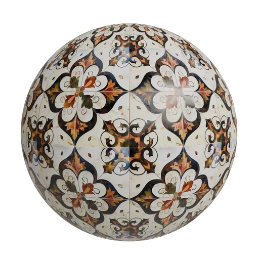 Marble effect medallion tile