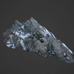 Highly detailed 3D scanned rocks with snow for Blender rendering, perfect for virtual environment creation.