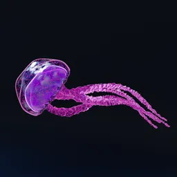 "Animated Purple Jellyfish 3D Model for Blender 3D - Procedural Materials, Realistic Skin Shader, and Glowing Helmet Inspired by Alesso Baldovinetti - Perfect Pet Animal or Underwater Scene Filler"