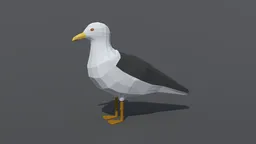 Low poly 3D seagull model with geometric design, optimized for CG visualization and Blender renders, showcasing a separate eye object.
