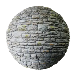 Detailed 2K PBR Stone Wall texture for 3D materials in Blender and similar software.