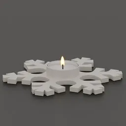 Detailed 3D printed snowflake design tea light holder, ideal for Blender 3D artists and home decor visualization.