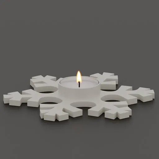 Detailed 3D printed snowflake design tea light holder, ideal for Blender 3D artists and home decor visualization.