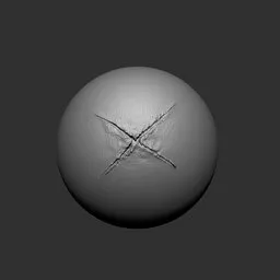 3D sculpting brush effect for Blender showing cross tear detail for fabric damage simulation on model surfaces
