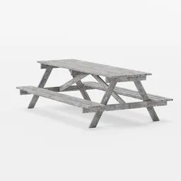 High-resolution 4K PBR textured 3D picnic bench model, optimized for Blender with detailed UV mapping.