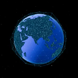 Sci-fi Earth map with animated net grids