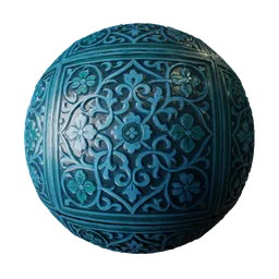 Medieval Embosed Tile Ocean Blue