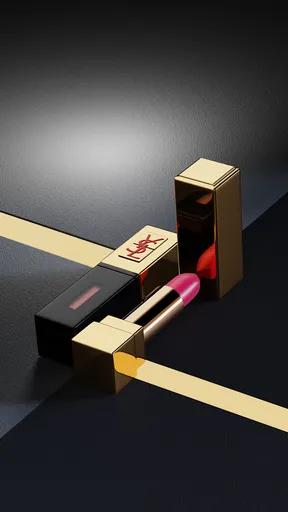 3D-rendered YSL lipstick for digital mockup showcasing product design with realistic lighting and shadows.