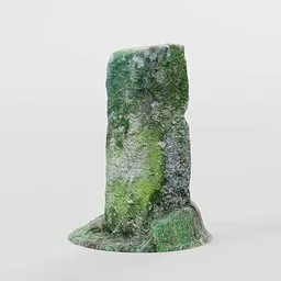 Realistic 3D model of moss-covered stone monolith, suitable for Blender rendering and environmental design.