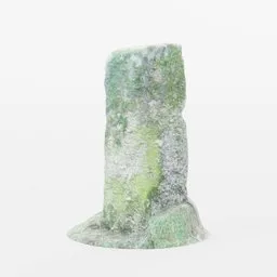 "Photo-scanned granite waymarker monolith 3D model for Blender 3D, inspired by the standing stones of Dartmoor, featuring green and white rock sculpture and subtle subsurface scattering. Perfect for realistic environment elements."