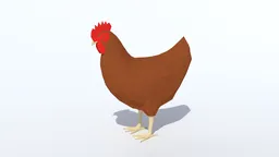 Stylized geometric chicken 3D model, Blender-ready for CG visualization, with separate elements for easy modification.