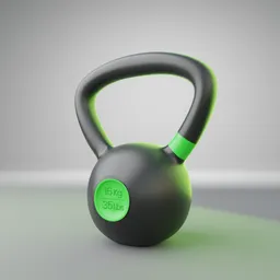 Highly detailed virtual kettlebell, ideal for Blender 3D projects, showcasing weight markers for gym simulations.