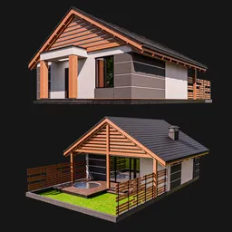 Single-Story Wooden House