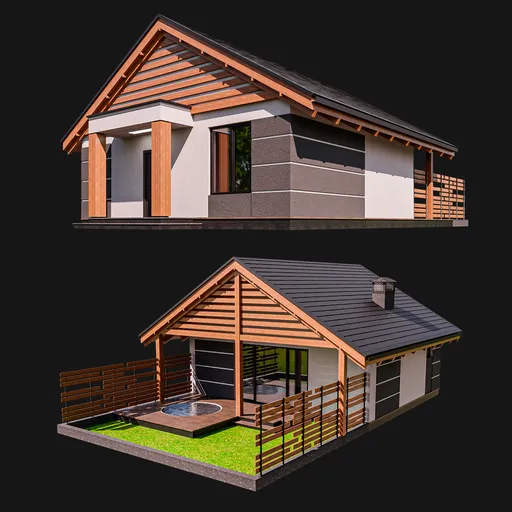 Single-Story Wooden House