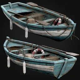 Blue Wooden Fishing Boat
