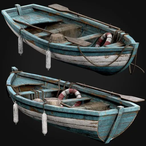 Blue Wooden Fishing Boat