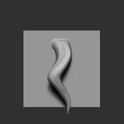 3D sculpting brush creating a stylized male hair strand for character modeling in Blender.