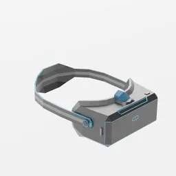 Futuristic VR headset 3D model with sleek design, optimized for Blender rendering and game asset development.