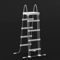 Detailed 3D rendering of a pool ladder with anti-slip steps, optimized for Blender 3D projects.
