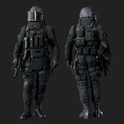Police Tactical Unit Shield Visor Pose
