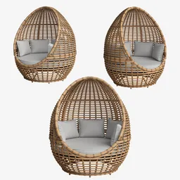 Outdoor Beige Wicker Lounge Bed