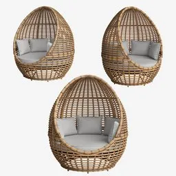 Outdoor Beige Wicker Lounge Bed